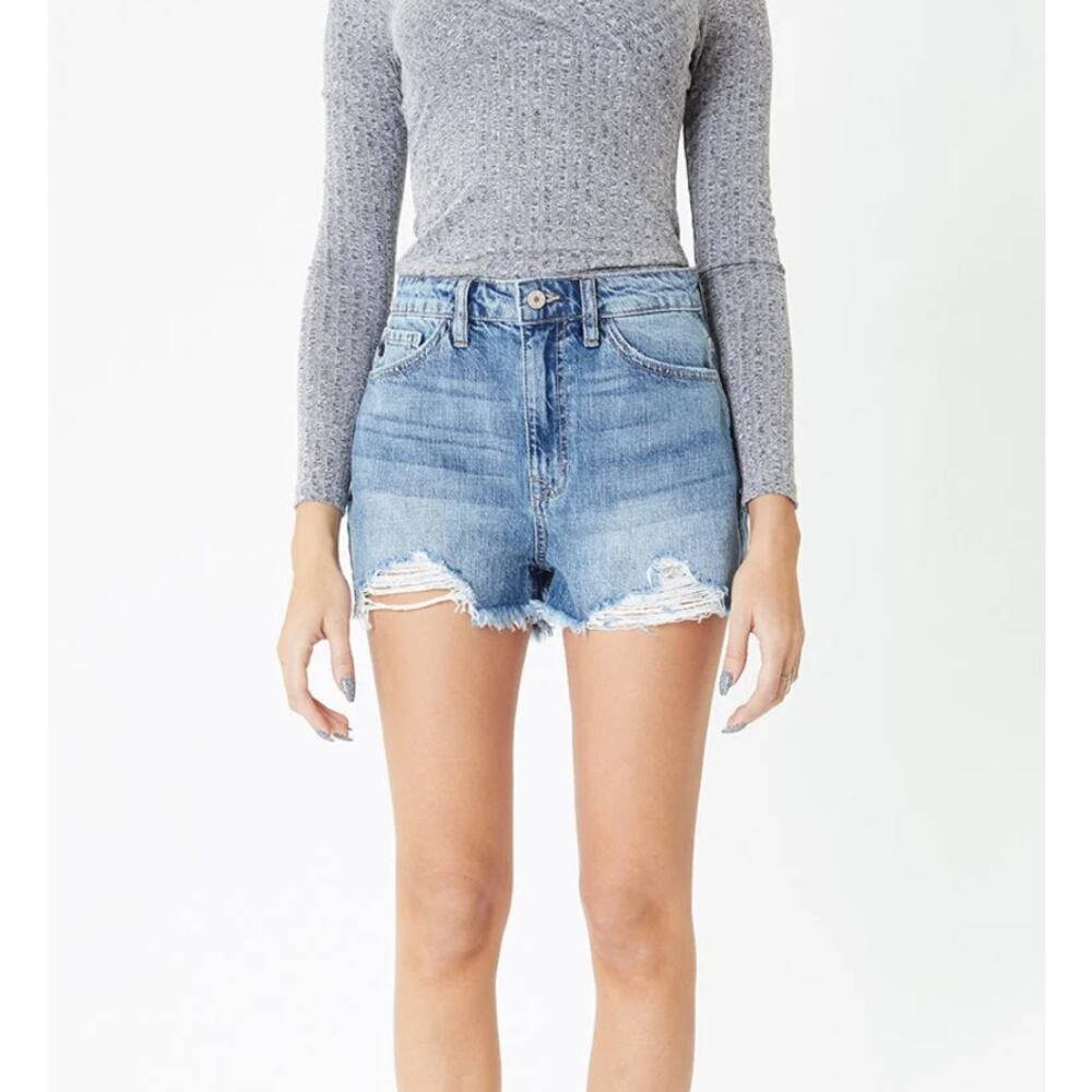 KanCan Murphy Ultra High Rise Denim Jean Shorts Distressed Size 28
